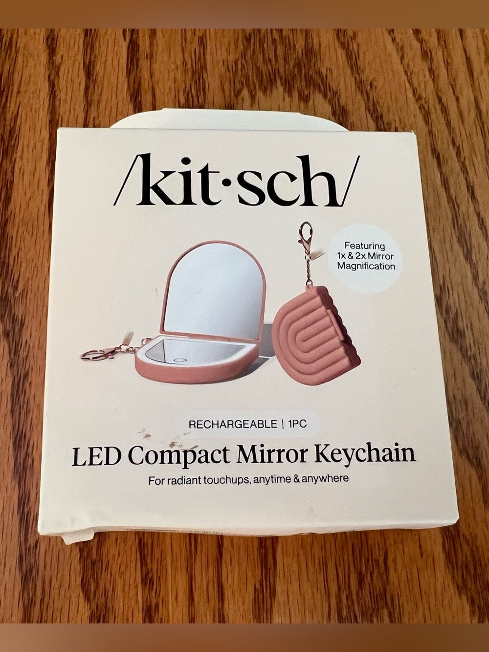 Kitsch Compact Rechargeable LED Mirror Keychain - Terracotta